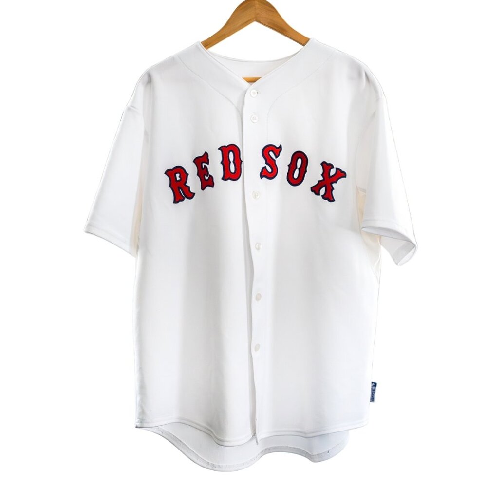 Majestic Boston Red Sox White Home Jersey MLB Sewn Letters Men’s Button Front